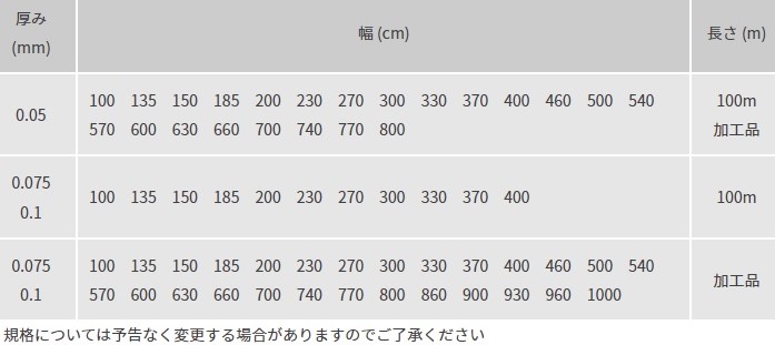 タキロンシーアイ スカイコート 厚さ0.1mm